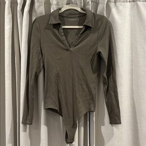 Abercrombie & Fitch Olive Long Sleeve Bodysuit